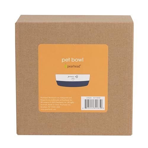 Pearhead Ceramic Bowl, Holds 2 Cups, Cute Whisker-Friendly Dish with Cat Face Design, Non-Slip, Microwave and Dishwasher Safe, Small/Medium