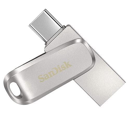 SanDisk 256GB Ultra Dual Drive Luxe USB 3.1 Type-C Flash Drive for Acer Convertible 2-in-1 Laptops Chromebook Spin 713, Aspire 1 (SDDDC4-256G-G46) Gen1 Bundle with (1) Everything But Stromboli Lanyard