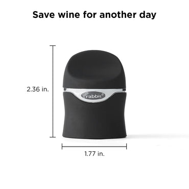 Rabbit Champagner- und Weinverschluss, luftdichter Wein- und Champagnerverschluss, hält prickelnde Getränke länger frisch, einfach zu verwenden, samtig schwarz, unverzichtbares Barzubehör