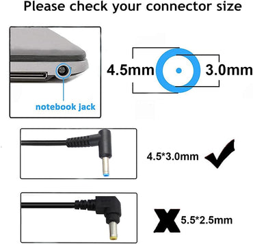 Replacement for HP Laptop Charger 45W Smart Blue Tip Power Adapter for HP Pavilion X360 L25296-002 740015-003 Stream 11 13 14 Elitebook 840 TouchSmart 11 13 15 Series Power Supply Cord