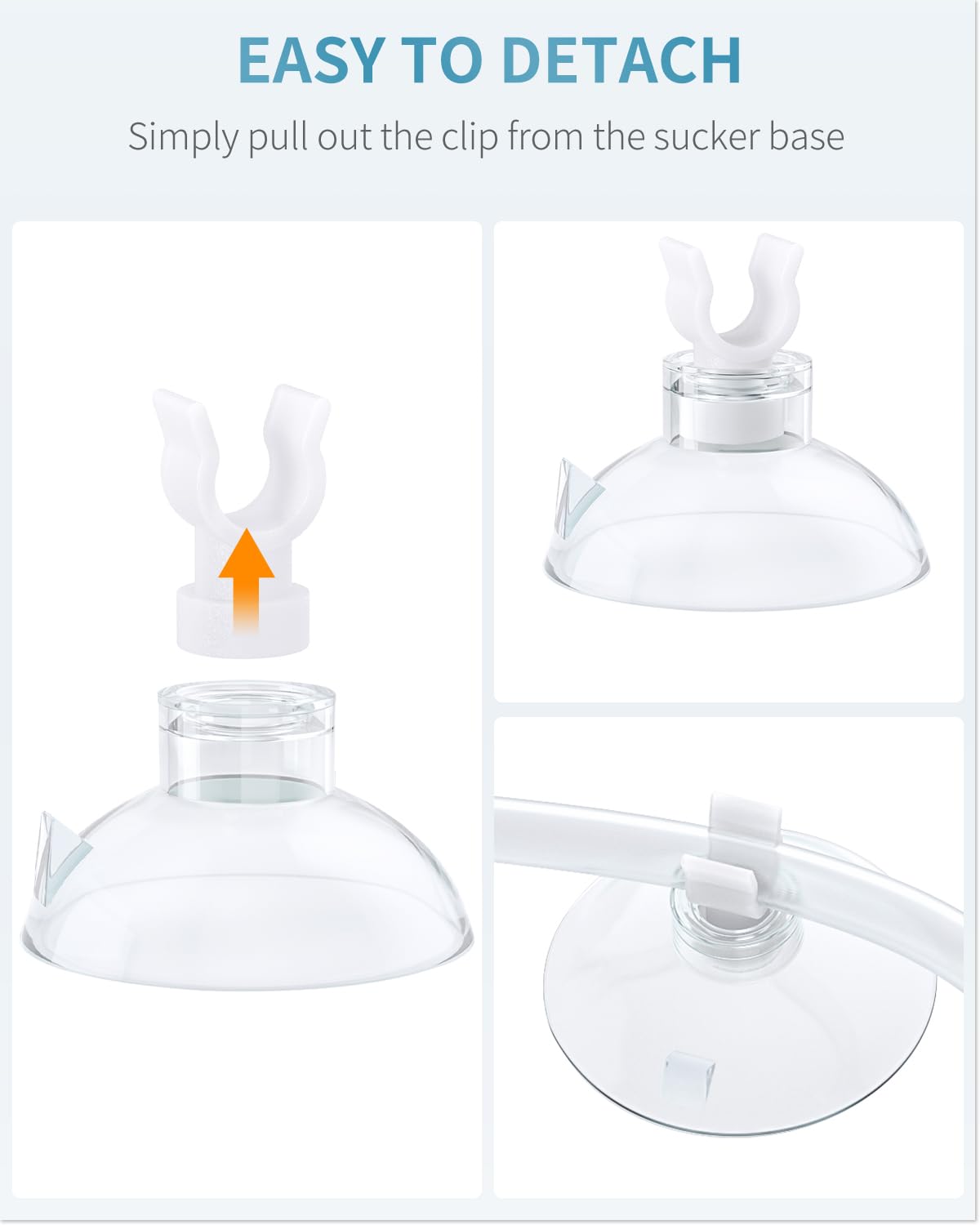 Pawfly Aquarium Suction Cup Clips for Standard 3/16" ID Airline Tubing Clear Air Hose Holder Clamp Accessories for Fish Tank Aeration Setup, 20 Pack