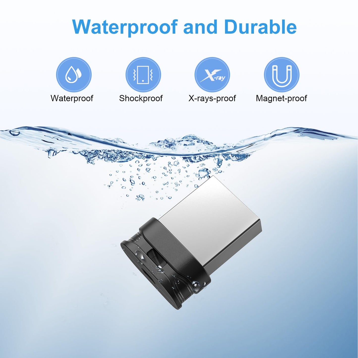 RAOYI USB-Stick 128 GB USB 3.0 mit Trageschlaufe, 128 GB Mini-Fit-Speicherstick, ultradünner USB-Stick mit Zip-Funktion für PC/Desktop – Schwarz