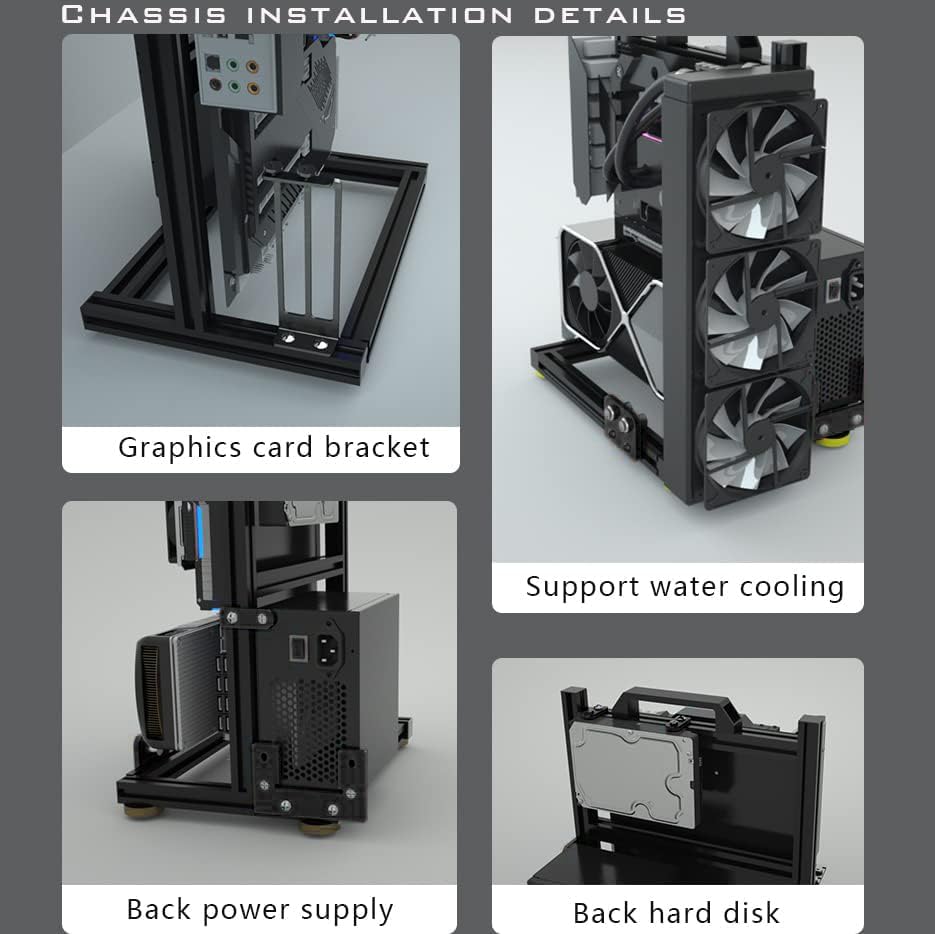 PC Creative Assembly Frame Test Bench,Open Air Frame Case, DIY Computer Motherboard Case Rack, ITX ATX MATX/EATX Open Aluminum Frame Chassis (ATX)