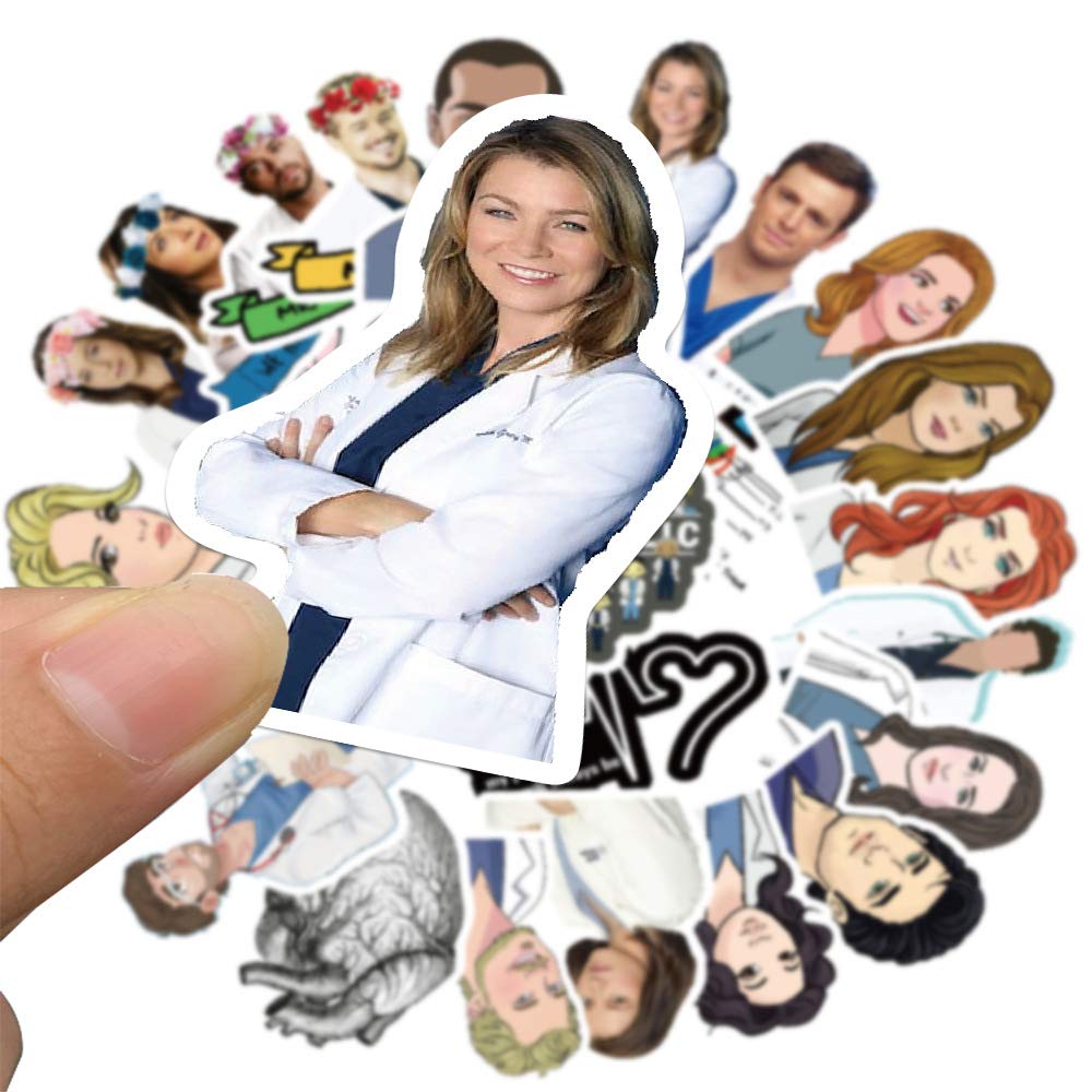 Stickers for The TV Show Greys Anatomy Funny Pack of 50 Stickers for Water Bottles,Hydroflasks,Cars,Phone,Computer,Laptop Sticker Decal Cute,Waterproof,Aesthetic,Trendy Stickers for Teens,Girls