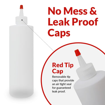 Reli. Plastic Squeeze Bottles, 16 oz. | 10 Pack | Condiment Squeeze Bottles for Sauces | Clear w/Red Tip Cap | 16 Ounce Hot Sauce, Ketchup | Condiments, Olive Oil, Glue