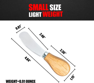 Small Cream Cheese Spreader Knives Set,Wooden 5in,Stainless Steel Butter Knife Spreader for Cocktail,Condimets,Dips,Appetizers,Jam,Pastry,Sandwich,Toast,Bagel,Charcuterie Board Serving Party Supplies