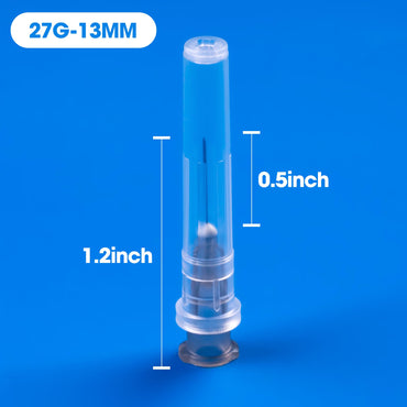 Meterbox 100 Pack 27 Ga 1/2 inch Disposable Needles with Caps for Scientific and Industrial Dispensing Individually Wrapped