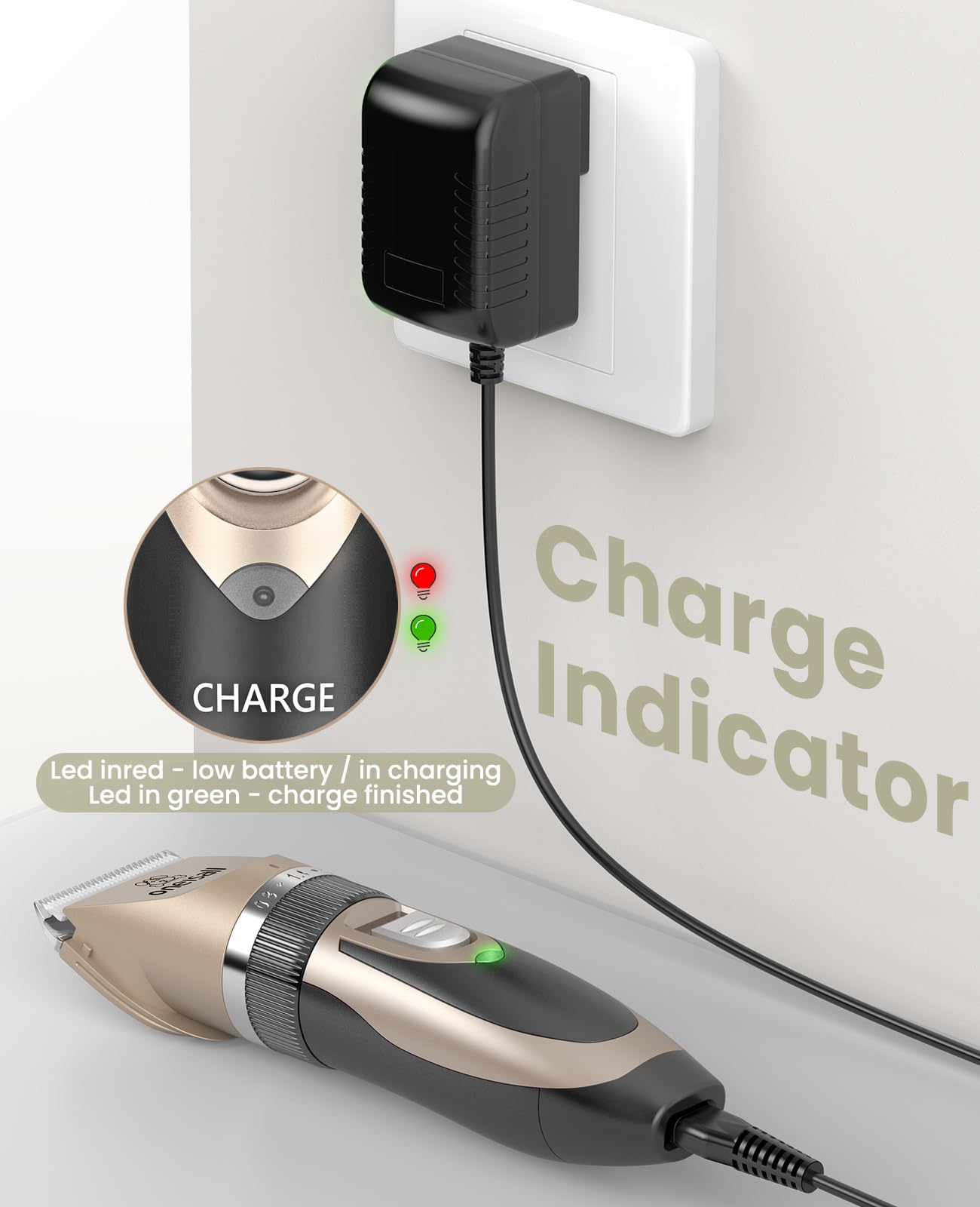 oneisall Low Noise Dog Clippers Replacement Charger Charging Cord for 26225202-003DE/P2/X3/X2/C61/N6/A11/K52NTS