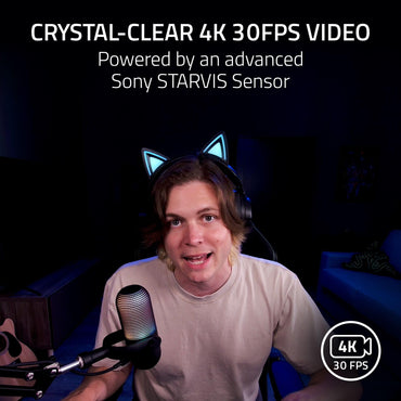 Razer Kiyo V2 Streaming Webcam: 4K 30 FPS, 1080p 60 FPS - AI Powered Auto-Framing - Built-in Microphone - Ultrawide Angle Lens - Privacy Cover - Works with OBS, Xsplit, Discord, Zoom, Teams - Black