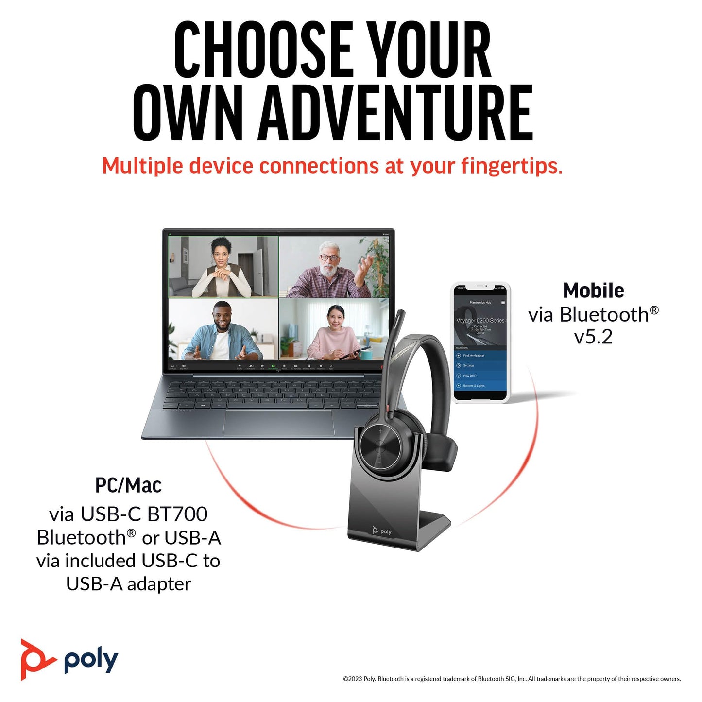 Poly Voyager 4310 UC Wireless Headset & Charge Stand (Plantronics) - Single-Ear Bluetooth Headset w/Noise-Canceling Boom Mic - Connect to PC/Mac/Mobile - Works w/Teams, Zoom, & More - Amazon Exclusive