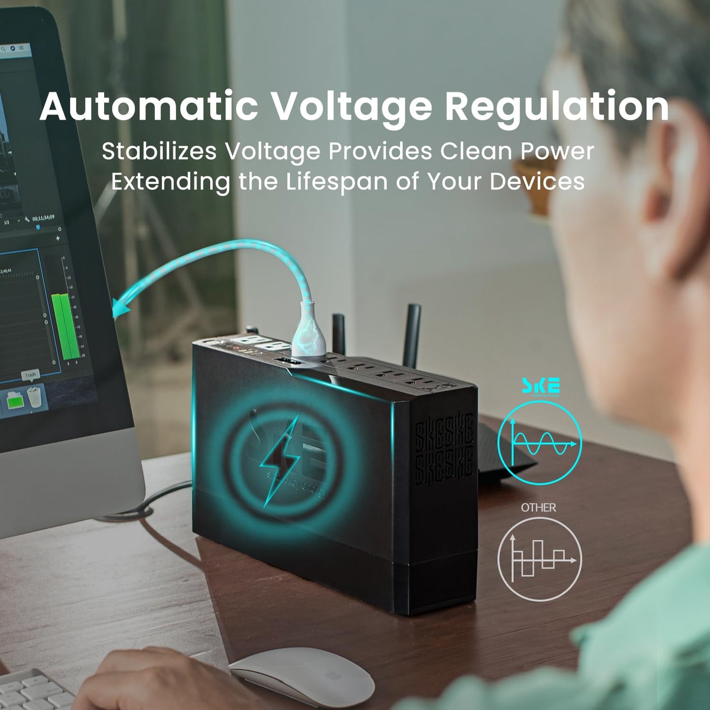 SKE 425VA/240W UPS Battery Backup & Surge Protector for Computer UPS Uninterruptible Power Supply UPS Phoenix VL425