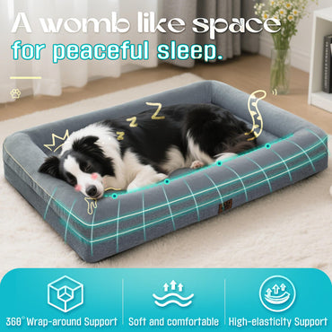 TaiBest Waterproof Memory Foam Dog Beds for Extra Large Dogs Non-Slip Orthopedic Dog Beds Washable Couch Pet Bed with Removable Cover (Grey, X-Large)