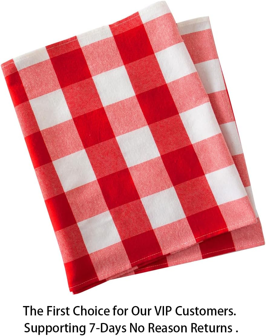 Buffalo Check Table Cover - 13''x72'' Red & White Cotton Checkered Plaid Table Runner for Farmhouse Dinners