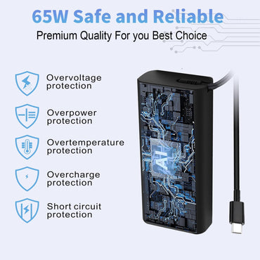 New 65W USB C Laptop Charger for Dell Laptop Charger,Dell USB C Charger for Dell Latitude 3340 3440 3540 5420 5430 5440 5520 7430 7420 7440,XPS 13 9360,Chromebook 3100 Type C AC Power Adapter Cord