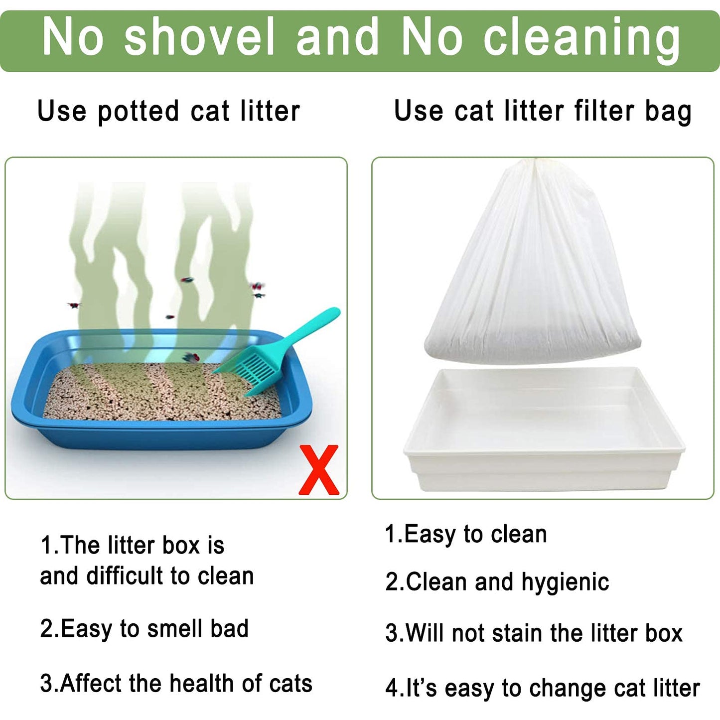 Sifting Cat Litter Box Liners Bags with Holes-Drawstring Scratch Resistant Waste (1, 36x18 Inch (Pack of 7))