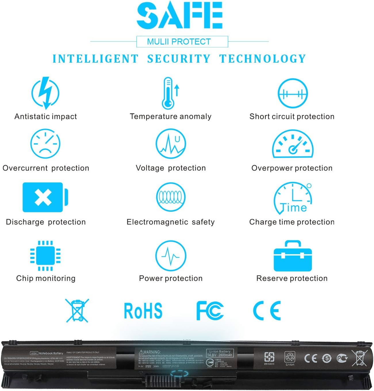 800049-001 KI04 K104 Battery for HP Pavilion 17-g 17t-s 15-ab 15t-ab 15-an 15-ab223cl 15-ab243cl 15-ab247cl 17t-s100 17-g119dx 17-g192dx 17-g133cl 17-g121wm 17-g153us 800009-421 800010-421 800050-001