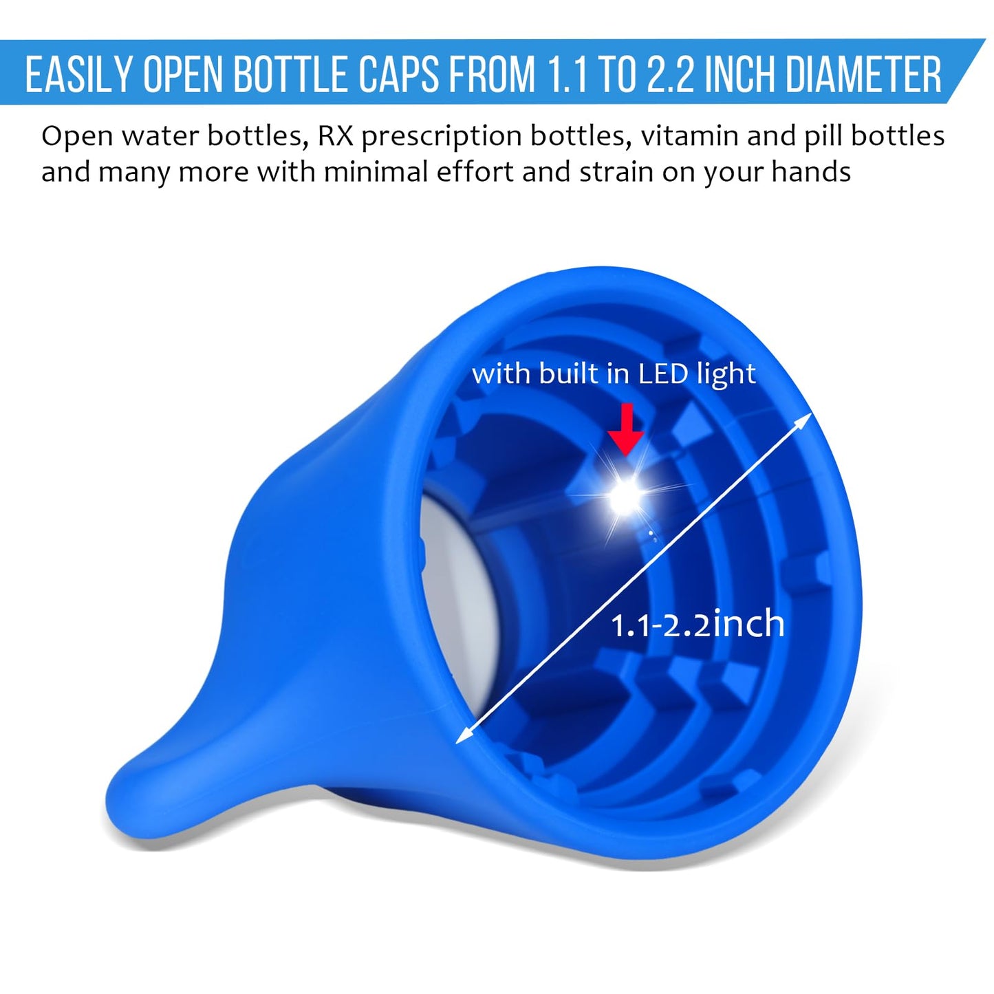 Remedic Medicine Bottle Opener with Magnifier & LED Light - Easy Grip Aid for Weak Hands - Non-Slip Mat for One-Handed Use - Arthritis-Friendly Multi-Opener - Senior Care Tools