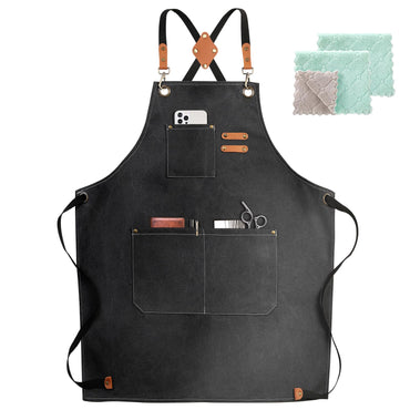 ZOMAO Kochschürze, Baumwoll-Canvas-Schürze mit gekreuztem Rückenteil und Taschen für Damen und Herren, verstellbare Träger und große Taschen, Küchenschürze zum Kochen und Backen