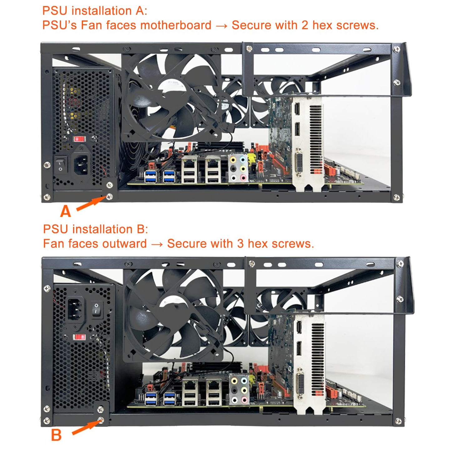 PC-Testbench, offenes PC-Gehäuse, offenes Computergehäuse, stapelbares DIY-Techbench-Server-Rack-Montage-PC-Gehäuse für ATX-, MATX-, ETAX-, X79-, X99-, X10DRL-I-, X12DPI-N6- und Micro-ATX-Motherboards