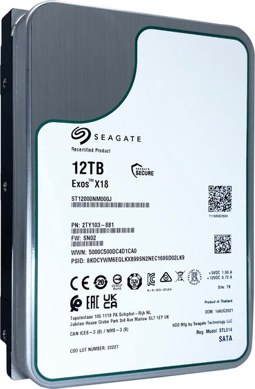 Seagate Exos X18 12TB 7200 RPM 512e/4Kn SATA 6Gb/s 256MB Cache 3.5-Inch Enterprise HDD (ST12000NM000J) (Renewed)