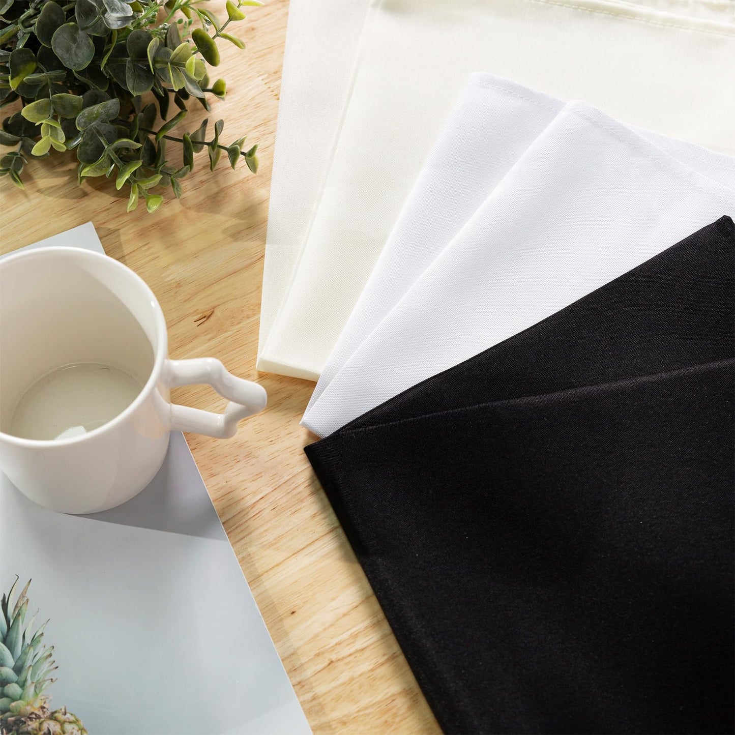 OTR ORVETEX Christmas White Cloth Napkins, 20 x 20 inch Washable Polyester Dinner Napkins with Hemmed Edges for Dinner Christmas X-mas Paeties Weddings Banquets Table Decoration (White,Pack of 24)