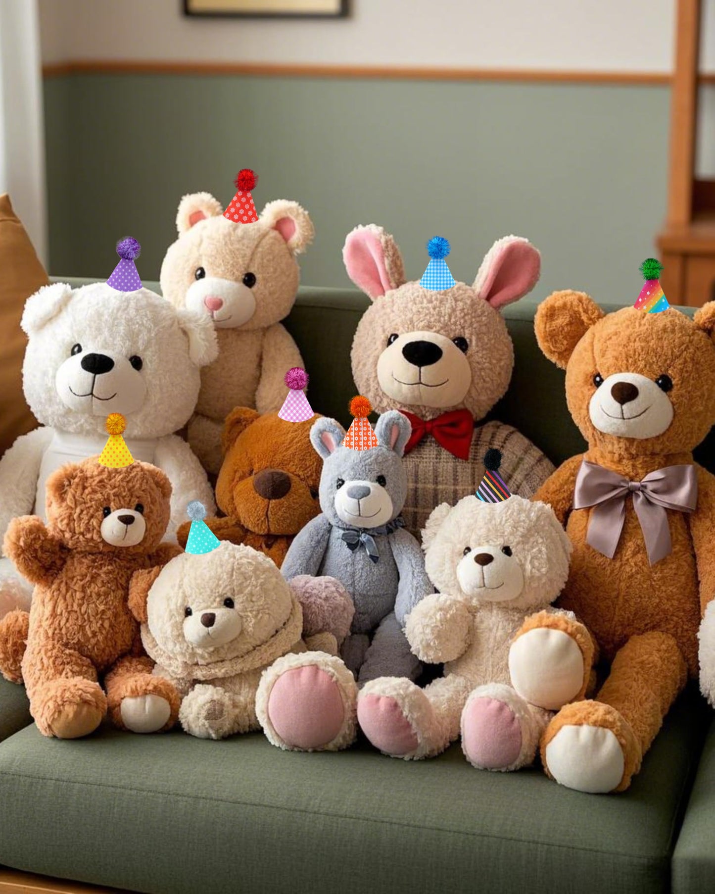 PET SHOW 10 Pack Mini Party Hats for Small Dog Birthday Stuffed Animals Dolls Puppy Cats Adjustable Headband Colorful Holiday Felt Hats Kitten Pet Grooming Costume Accessories