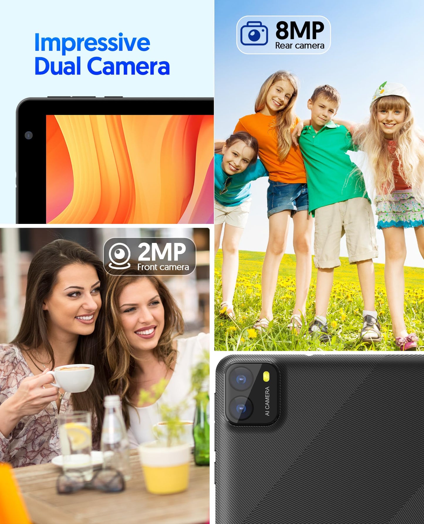 PUTECCH Android Tablet 7 inch Android 14 Tablets, 8GB RAM 64GB ROM 1TB Expand, Octa-Core Processor, 5G Wi-Fi 6, 2MP+8MP Dual Camera,3500mAh Battery, Bluetooth Computer Tablet PC, Black