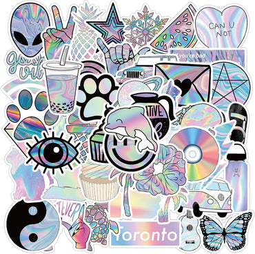 Niedliche Aufkleber für Wasserflaschen, 50er-Packung, süße, wasserfeste Vsco-Vinyl-Aufkleber im ästhetischen Stil für Laptop, Trinkflasche, Skateboard, Computer – für Teenager, Kinder und Mädchen