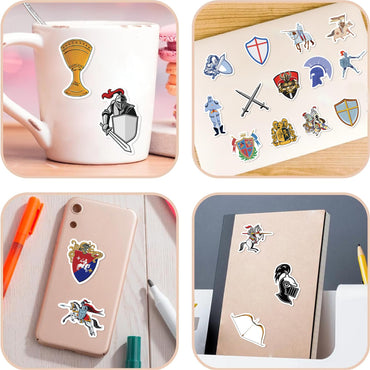 QUTA Medieval Knights Stickers Pack, 50PCs Soldiers in The Middle Ages Vinyl Decals, Delicate Gift & Party Favor Stickers for Hydro Flask, Laptop, Water Bottle, Decals for Kids, Teens(Knights)