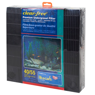 Penn-Plax Unterkies-Aquarienfilter für 40-55 Gallonen-Becken - Vier 11,25" x 11,25" Platten - Unterkies-System für klares, sauberes Wasser - Sicher für Süß- und Meerwasseraquarien (CFU55)