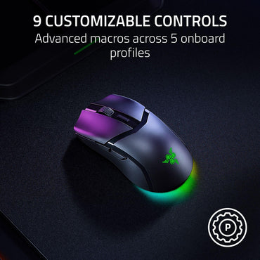 Razer Cobra HyperSpeed Wireless Gaming Mouse: 9 Customizable Controls - RGB Lighting - Optical Scroll Wheel - Optical Switches Gen-4-26K Sensor - 2.4GHz, Bluetooth & USB C - Up to 170 Hr Battery