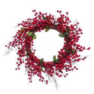 Advent wreathe Red Green Rattan Plastic 45 x 45 cm