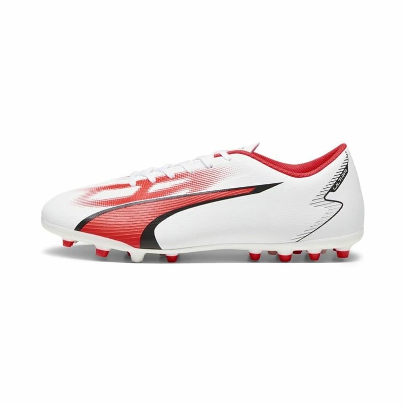 Chaussures de Football pour Adultes Puma Ultra Play MG Blanc Rouge