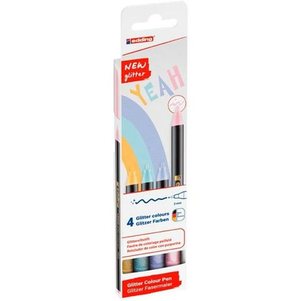 Set of Felt Tip Pens Edding 1200 Multicolour Cake Glitter 4 Pieces