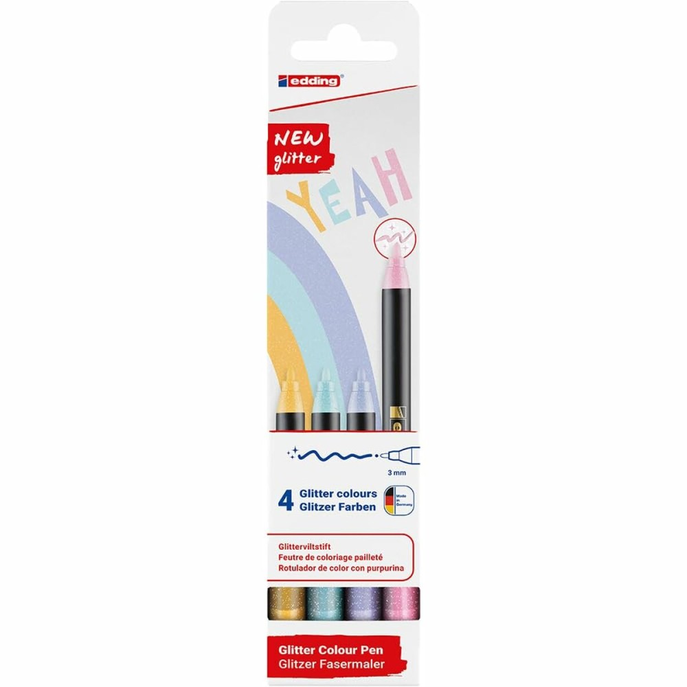 Set of Felt Tip Pens Edding 1200 Multicolour Cake Glitter 4 Pieces