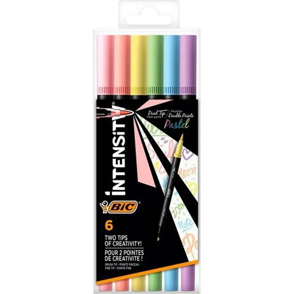 Set of Felt Tip Pens Bic Intensity Dual tip Multicolour Cake 6 Pieces