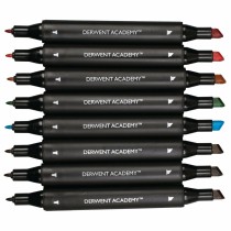 Set of Felt Tip Pens DERWENT Academy Multicolour Double-ended 8 Pieces