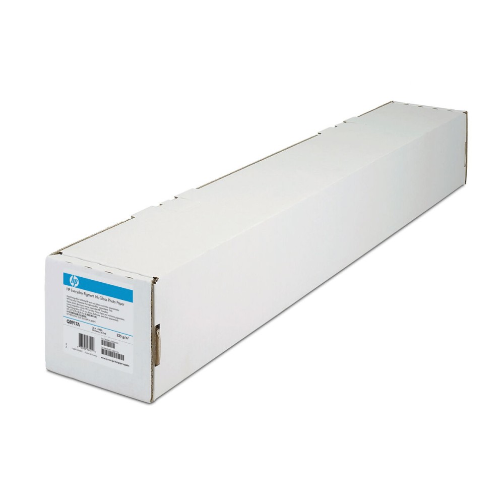 Rouleau de papier photographique HP Q8918A 20 Volets Séchage rapide Brillant 30,5 m Blanc