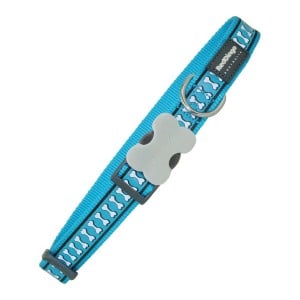 Dog collar Red Dingo Reflective Bones Turquoise (1,2 x 20-32 cm)