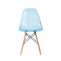 Chaise de Salle à Manger DKD Home Decor Naturel Bleu PVC Bouleau (50 x 46 x 83,5 cm)