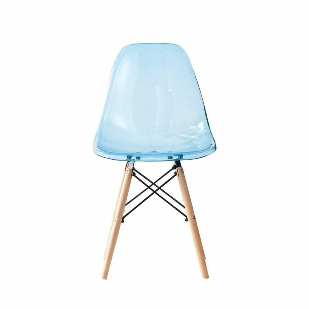 Dining Chair DKD Home Decor Natural Blue PVC Birch (50 x 46 x 83,5 cm)