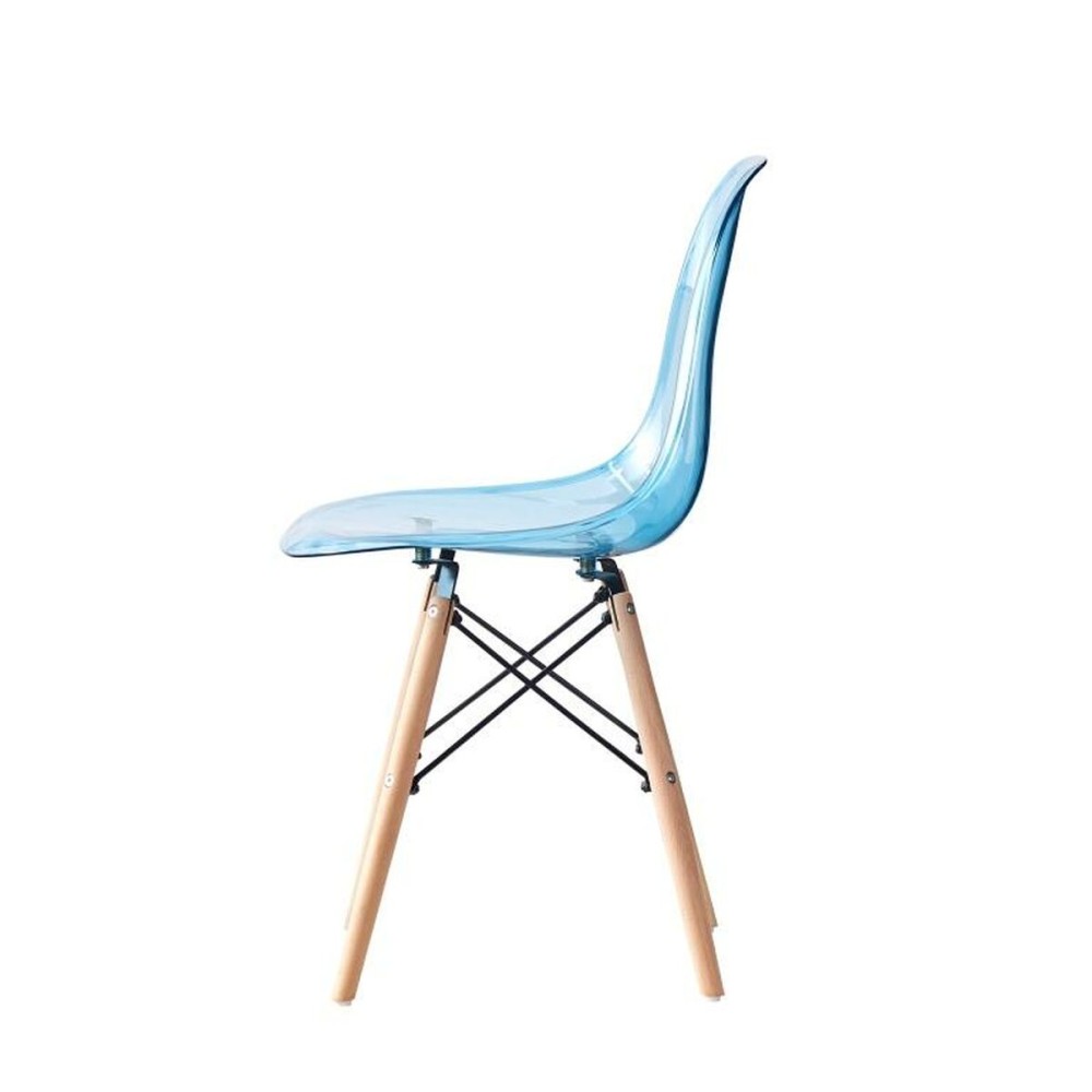 Dining Chair DKD Home Decor Natural Blue PVC Birch (50 x 46 x 83,5 cm)