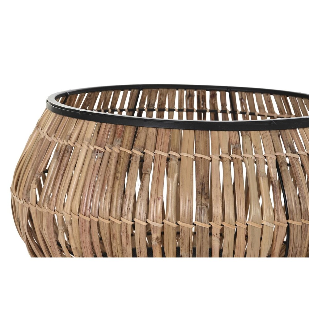 Blumentopfset DKD Home Decor Schwarz natürlich Metall Rattan karriert Bali 50 x 50 x 25,4 cm (2 Stück)