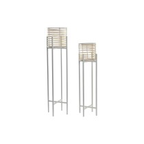 Set de pots DKD Home Decor Blanc Marron Naturel Métal Rotin 21 x 21 x 77 cm (2 Unités)