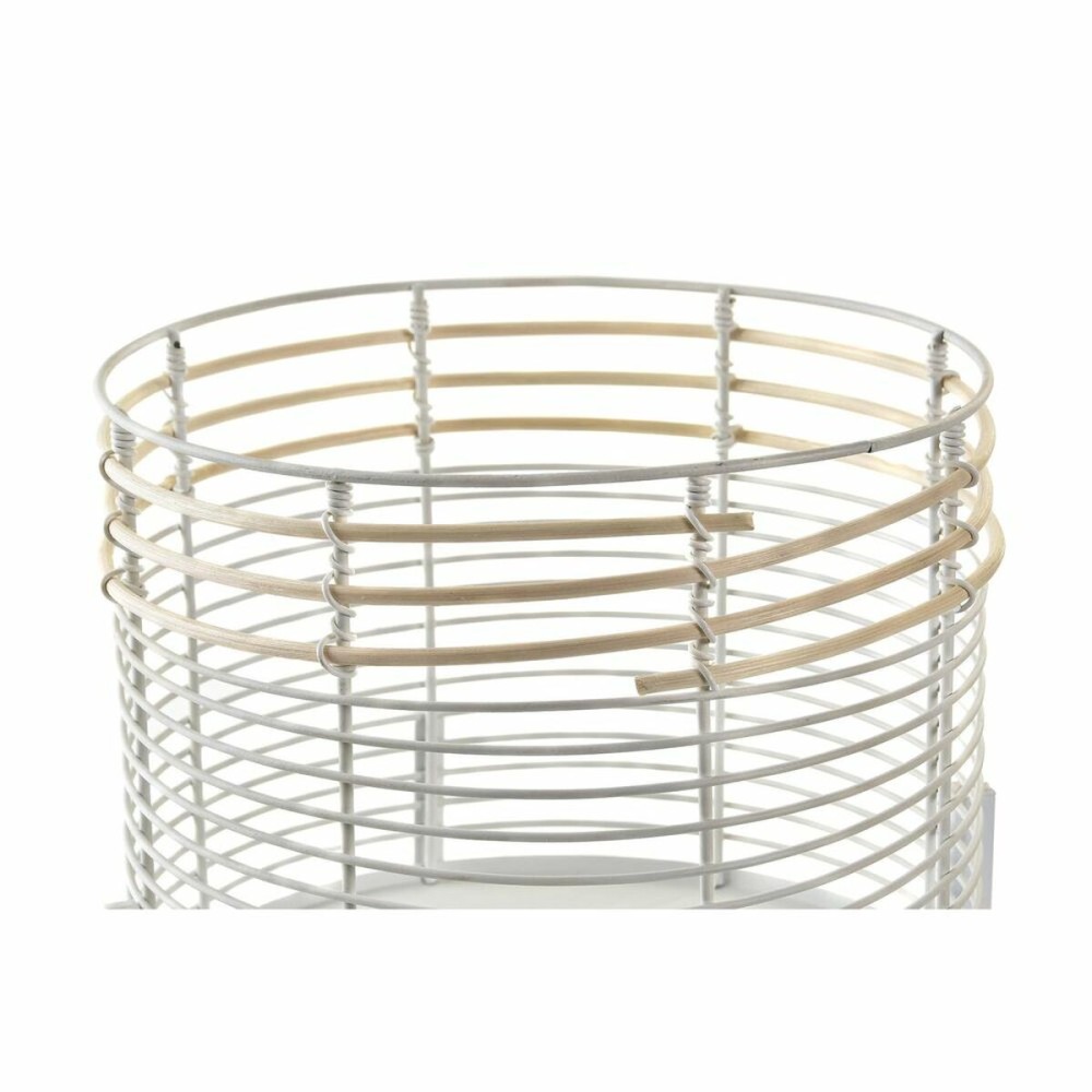 Set of pots DKD Home Decor White Natural Metal Rattan Squared 25 x 25 x 32 cm (2 Units)