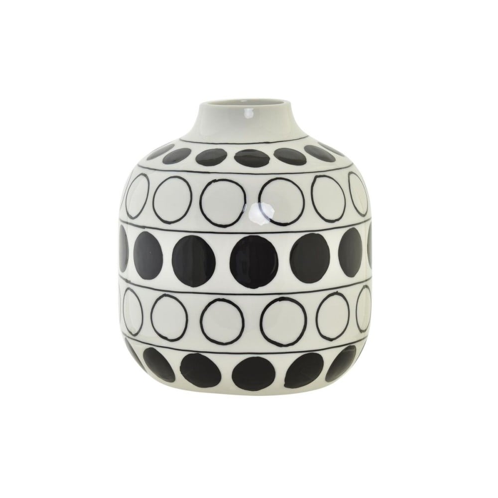 Vase DKD Home Decor Porcelain Black White Modern Circles 16 x 16 x 18 cm