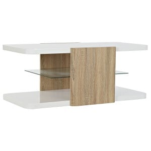 Table d'appoint DKD Home Decor Blanc Marron Verre Bois MDF 110 x 60 x 45 cm