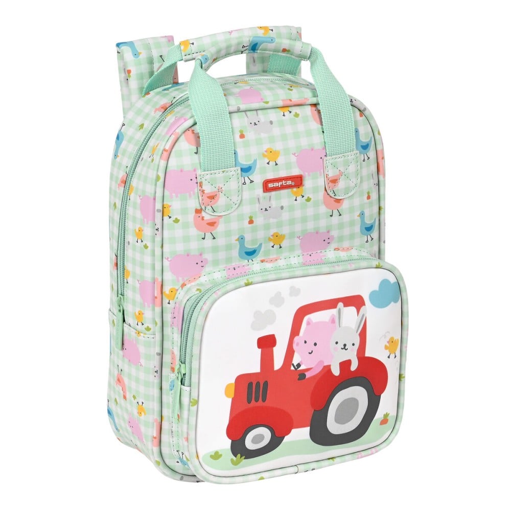 Schulrucksack Safta Granja Weiß Hellgrün 20 x 28 x 8 cm