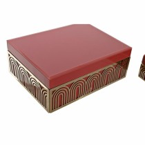 Box-Schmuckkästchen DKD Home Decor Metall Kristall Rot Gold Holz MDF 25 x 18 x 10 cm (2 Stück)