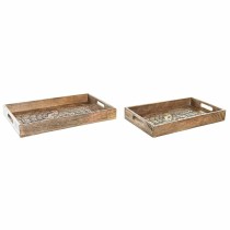 Jeux de plateaux DKD Home Decor 2 Unités Marron Brun foncé Bois de manguier (2 Unités)